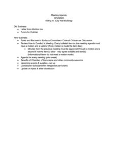 Agenda for Parks & Recreation Committee 09122022